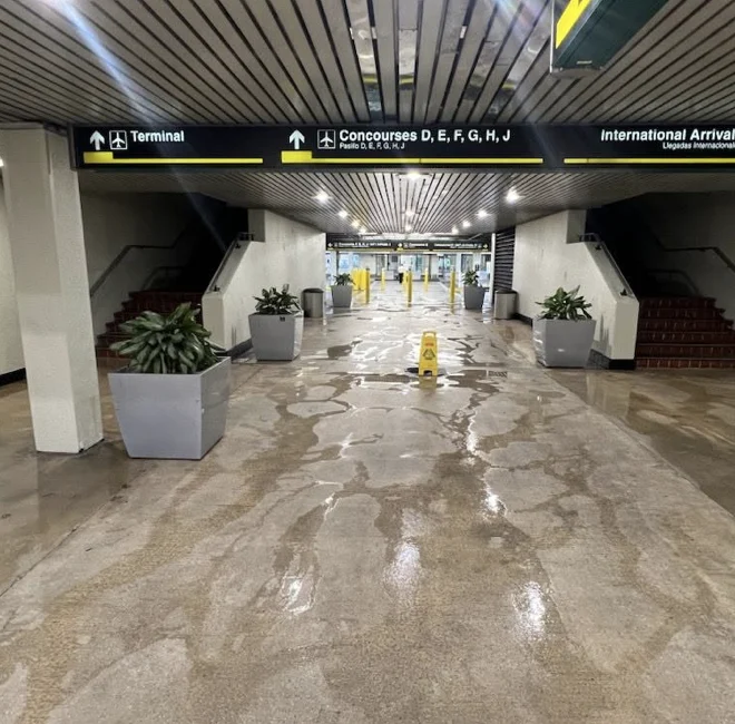 Airport terminal pedestrian walkway and entrance area